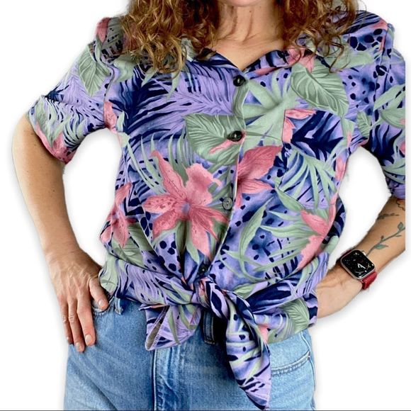 Kathy Che Floral Blouse Vintage 90s Y2K - Picture 6 of 9